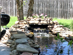 stone and concrete water feature